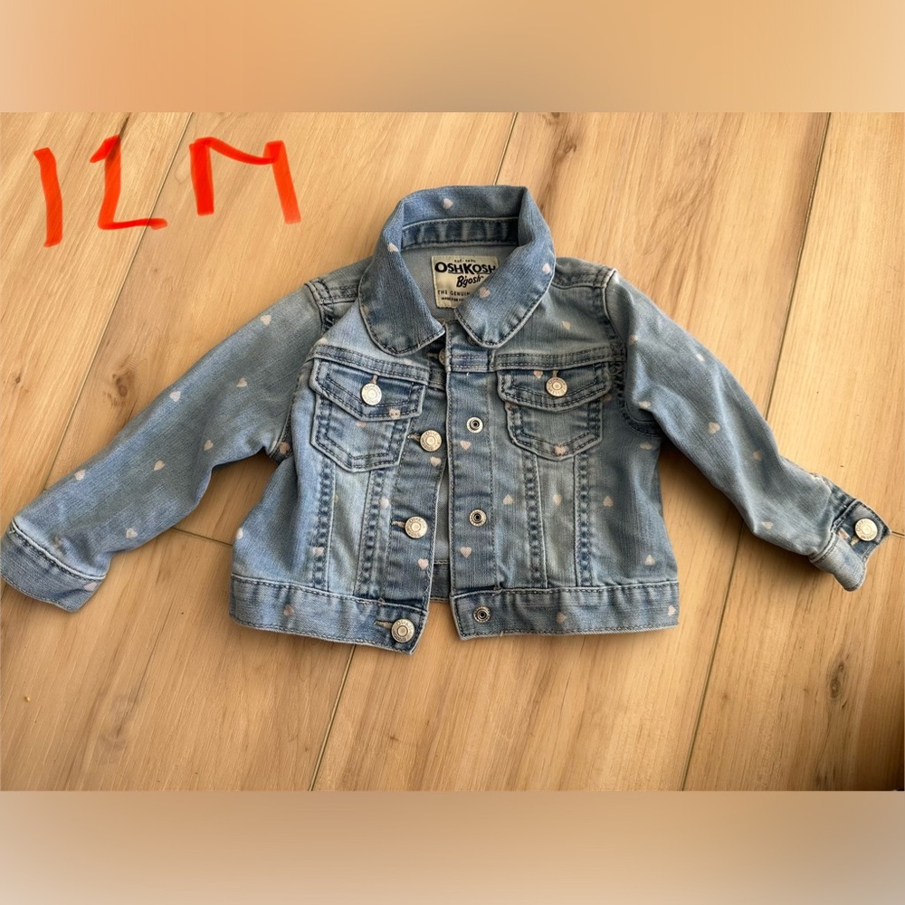 Oshkosh 12m Jean jacket with hearts